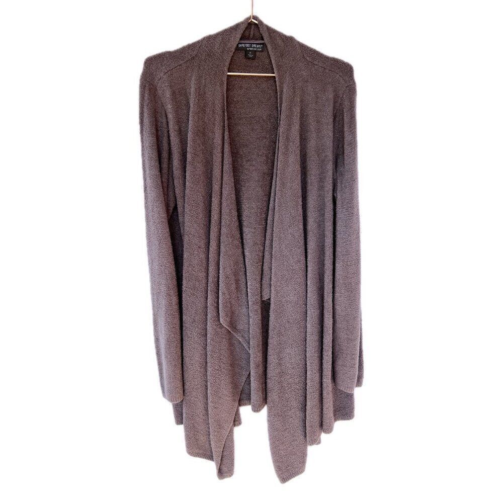 Barefoot Dreams Bamboo Chic Light Brown Taupe Waterfall Asymmetric Cardigan